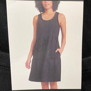 Frye Women's Tiered Dress with 2 Pockets, Black/Size M